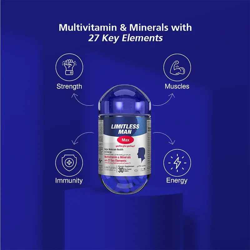 Eva pharma limitless man max multivitamin & minerals for men – 30 tablets