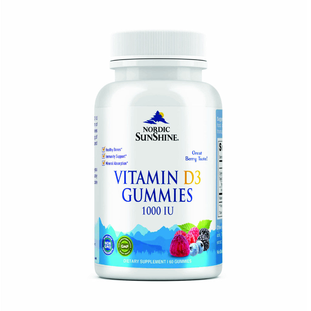 Nordic Sunshine Vitamin D3 1000 IU Gummies – Bone Strength, Immune Support & Gelatin-Free Formula – 60’s Nordic Sunshine