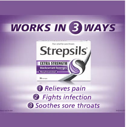 Strepsils Extra Blackcurrant Lozenges 36's Strepsils