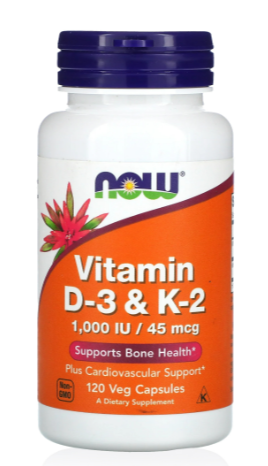Now Vitamin D3 K2 Veg Capsules NOW