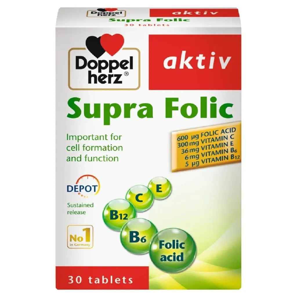 Doppelherz aktiv supra folic multivitamin supplement tablets, pack of 30's