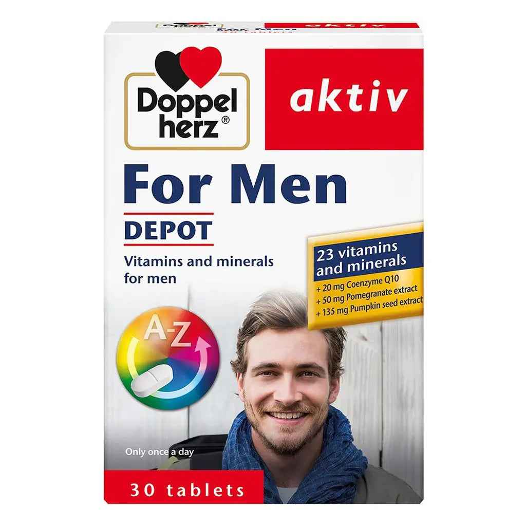Doppelherz aktiv men's multivitamins & minerals depot supplement tablets, pack of 30's