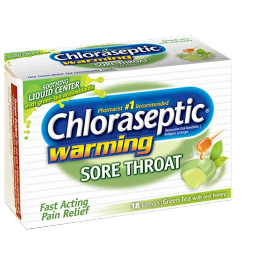 Chloraseptic Warming Green Tea Analgesic Lozenges 18's Chloraseptic