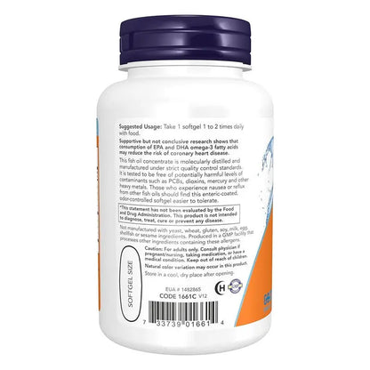 Now Ultra Omega 3 1000mg - 500mg EPA + 250mg DHA Fish Oil Supplement Softgels, Pack of 90's Now