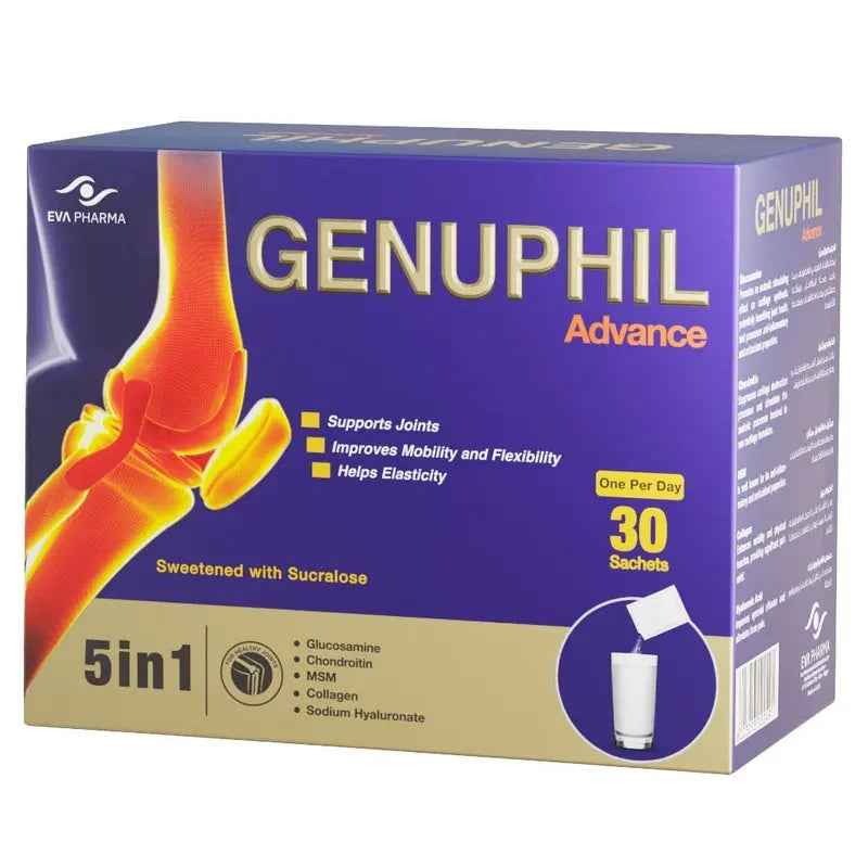 Eva pharma genuphil advance 5-in-1 joint support powder sachets – pack of 30