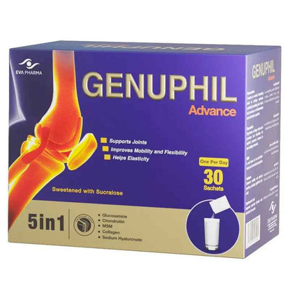 Eva pharma genuphil advance 5-in-1 joint support powder sachets – pack of 30
