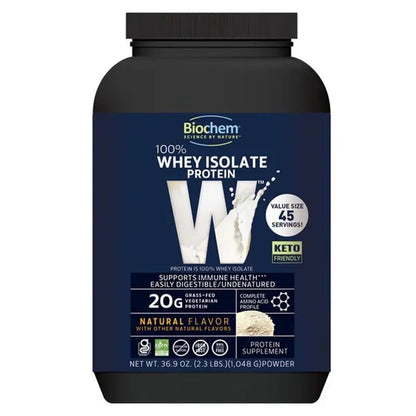 Biochem 100% Whey Isolate Protein Powder - Natural Flavour - 45 Servings - 1048g Biochem