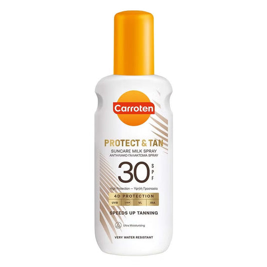 Carroten Protect & Tan Suncare SPF30 Tanning Body Milk Spray 200ml Carroten