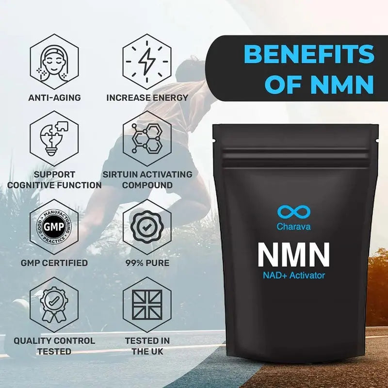 Charava NMN Antiaging Supplement NAD+ Activator Powder 30g - 60 Servings Charava