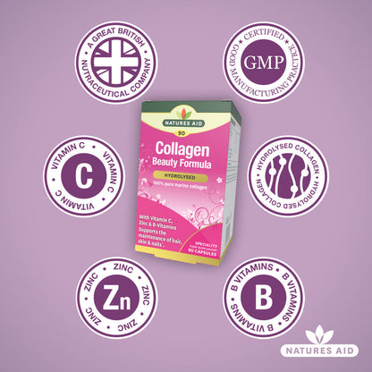 Natures Aid Collagen With Vitamin c Zinc & B-Vitamin 90 Vegetable capsules Natures Aid
