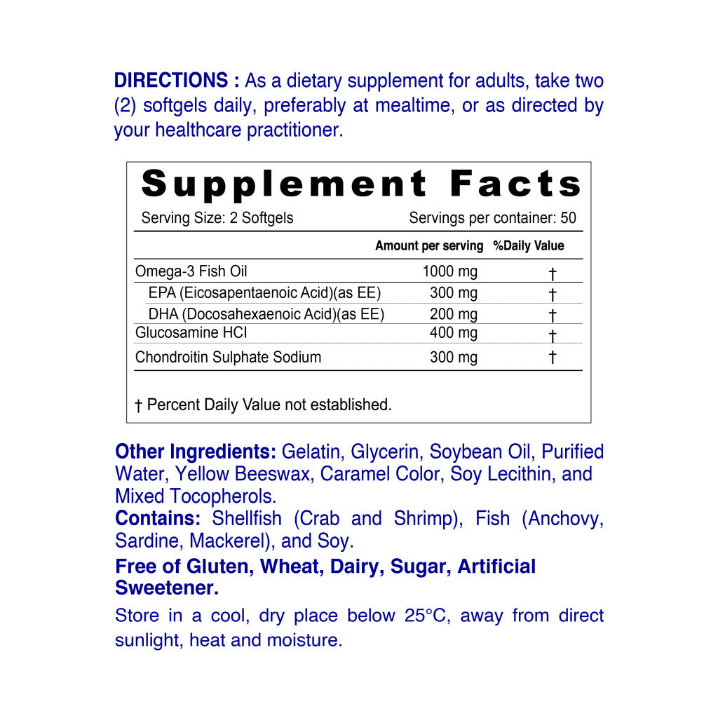 Nordic Sunshine Omega 3 Joint Health With Glucosamine & Chondroitin - 100 Softgels Nordic Sunshine