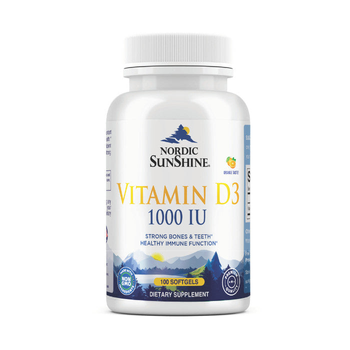 Nordic Sunshine Vitamin D3 1000 IU, Immune, Bone & Mood Support for Healthy Calcium Absorption – 100 Softgels Nordic Sunshine
