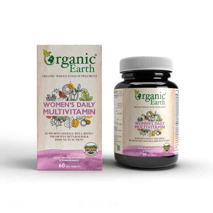 Organic Earth Women's Daily Multivitamin 60 Tablets – Whole-Food Formula