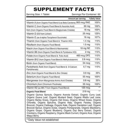 Organic Earth Women's Daily Multivitamin 60 Tablets – Whole-Food Formula
