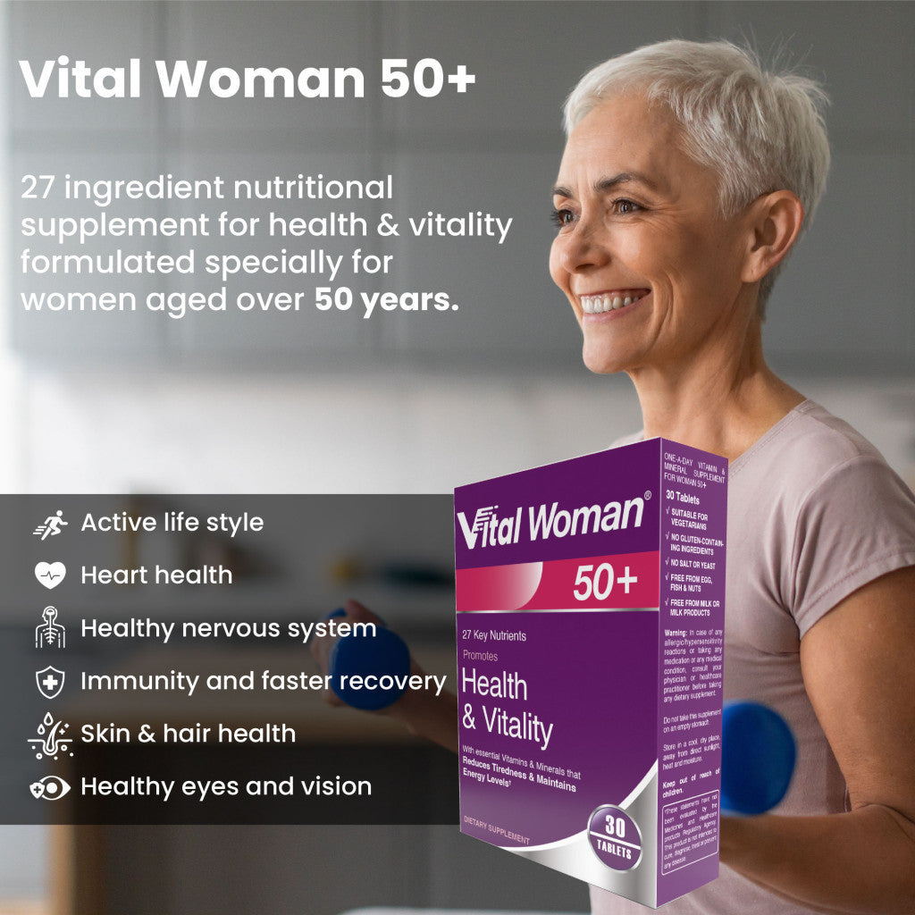 Vital Healthcare Woman 50+ Multivitamin - Heart, Vision, Energy & Immune Support - 30 Tablets Vital Healthcare
