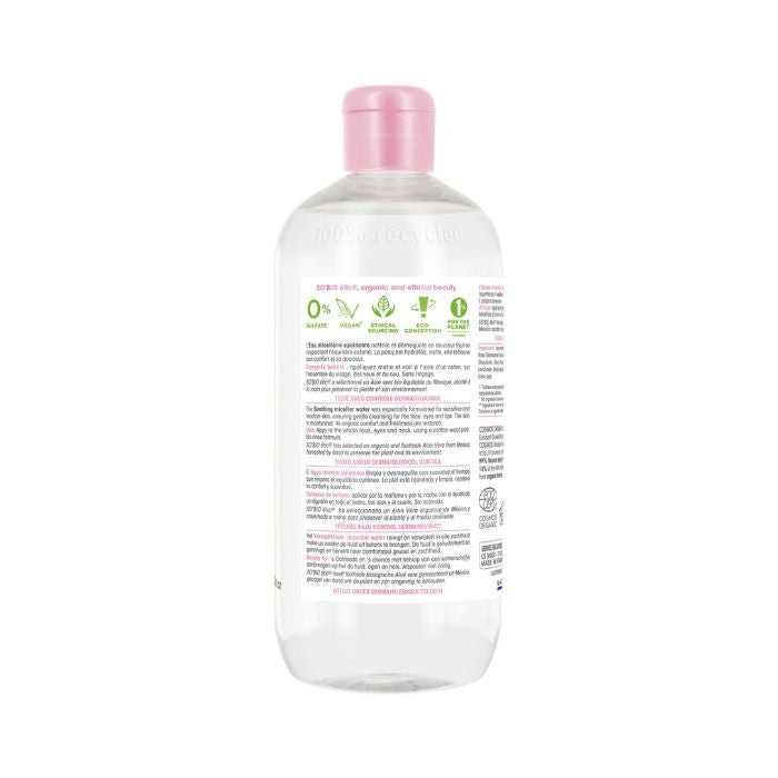 So Bio Etic Organic Soothing Micellar Water Aloe Vera Sensitive and Reactive Skin 99% Natural 500ml So Bio Etic