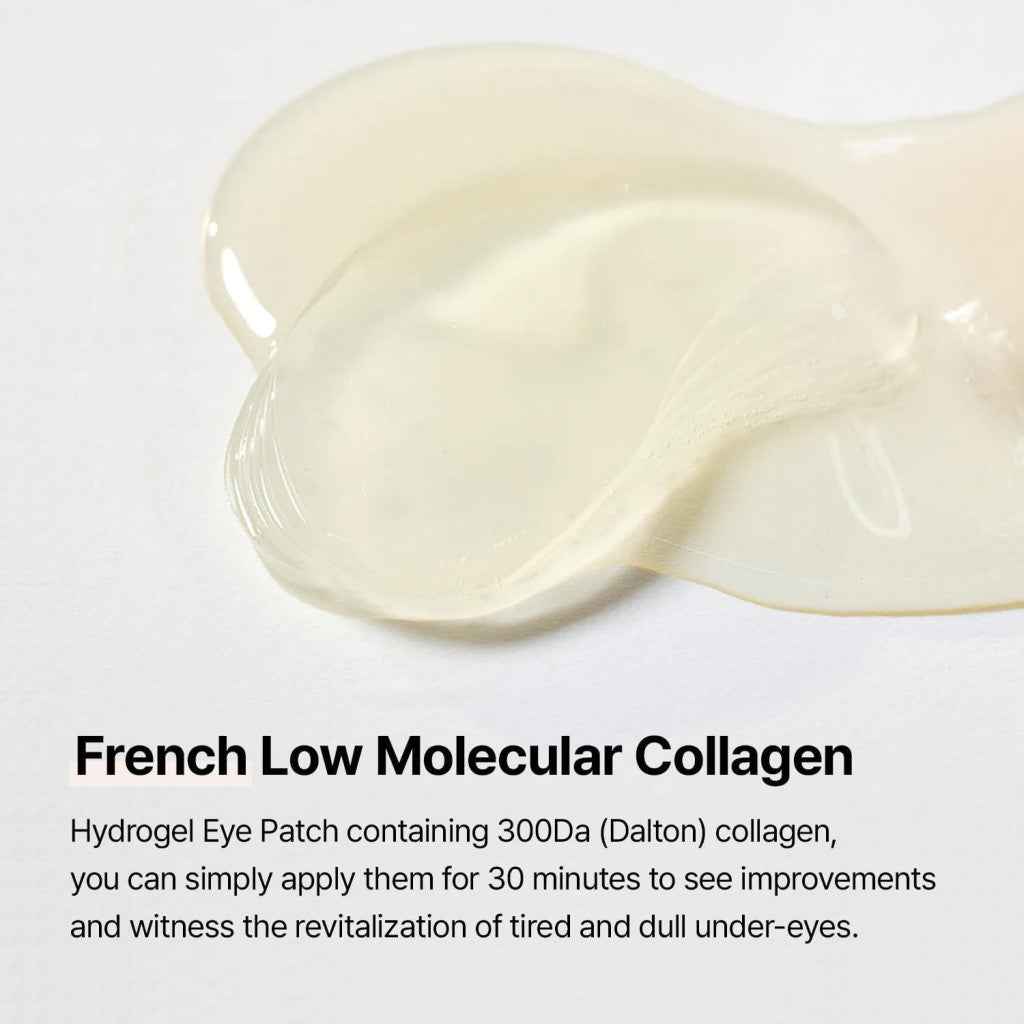 Mixsoon Collagen Hydrogel Eye Patch 84g, Hydrating, Firming, and Wrinkle-Care Patches with Peptides - 30 Pairs