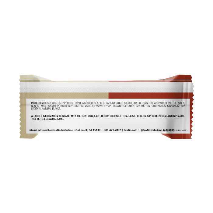 NuGo Original Churro Protein Bar 50g, 15g Protein, Gluten Free, Cinnamon Crunch Yogurt, Pack of 15 pcs