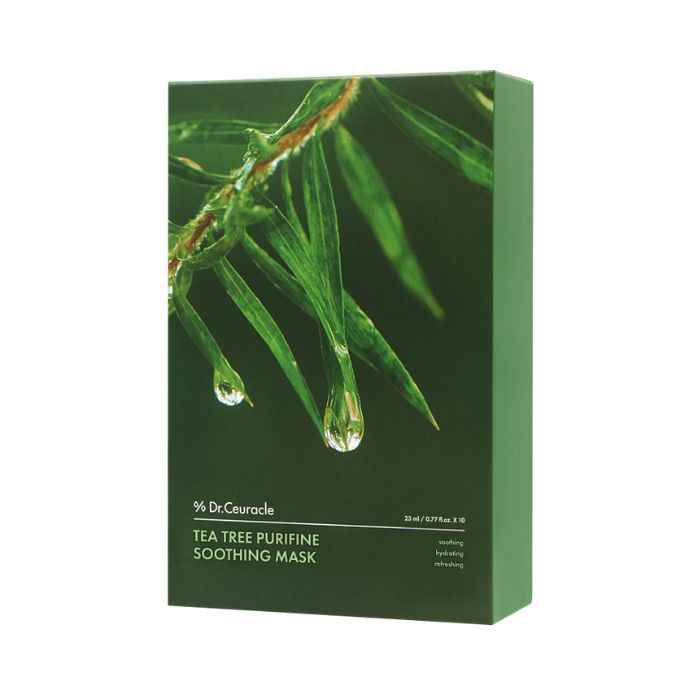 Dr. ceuracle tea tree purifine soothing mask 23ml calming sheet for sensitive skin pack of 10