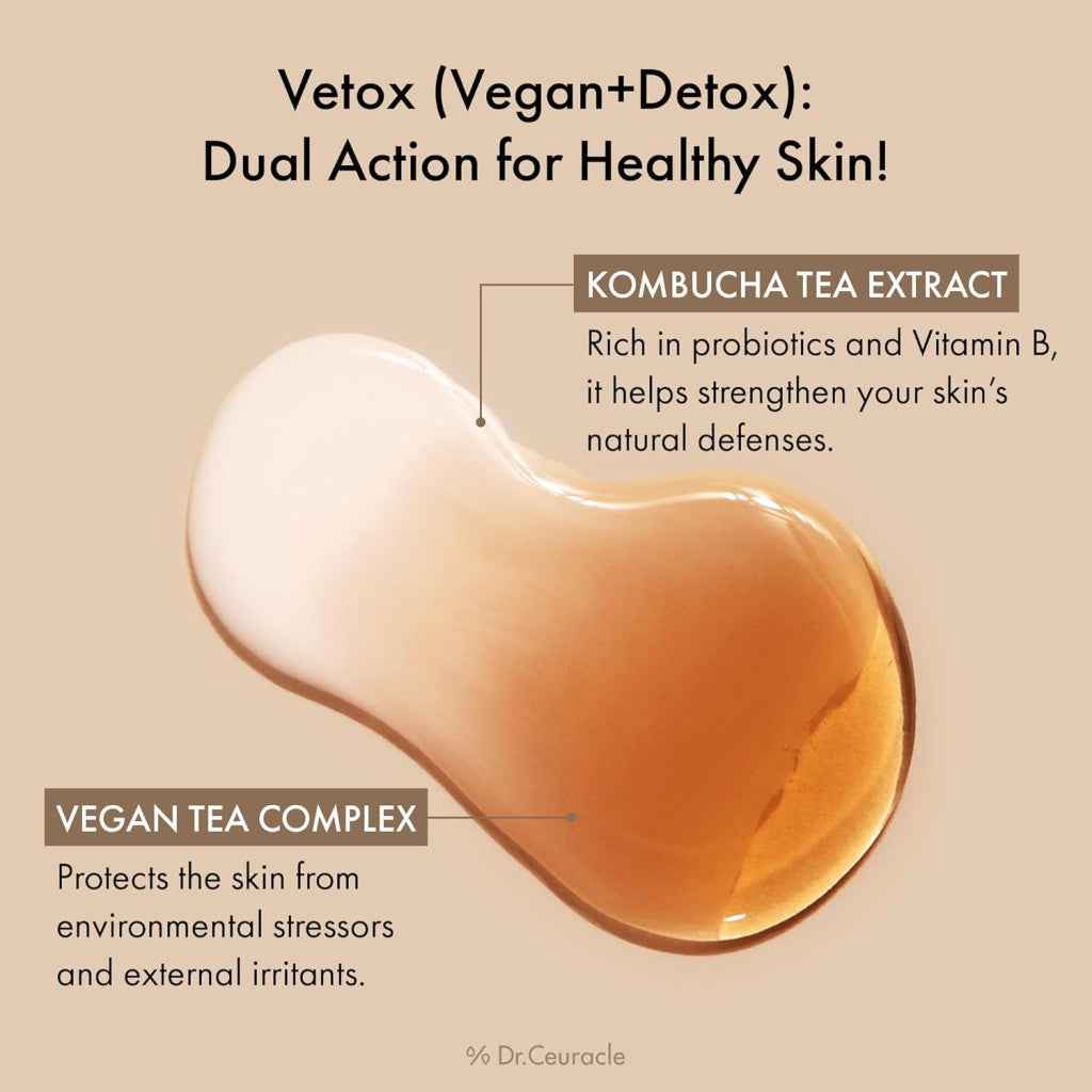 Dr. ceuracle vegan kombucha tea essence, probiotic hydrating detox for glowing skin - 150ml