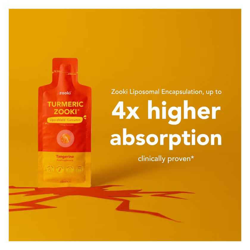 Zooki Liposomal Turmeric 750mg Tangerine Flavor Liquid Sachet 15ml, Pack of 14’s