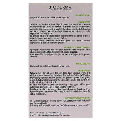 Bioderma Sebium Pain Purifying Cleansing Bar Combination To Oily Skin 100gm Bioderma