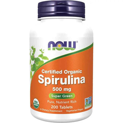 Now Organic Spirulina 500mg Antioxidant Tablets Pack of 200's