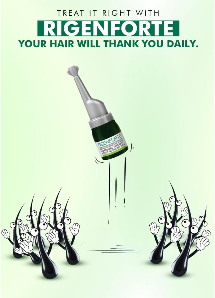 Rigenforte Anti-Hair Loss Lotion 12 Vials with Scalp Massager Brush Rigenforte