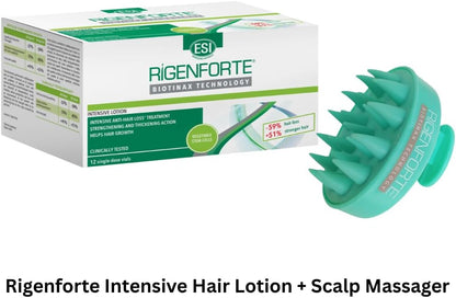 Rigenforte Anti-Hair Loss Lotion 12 Vials with Scalp Massager Brush Rigenforte