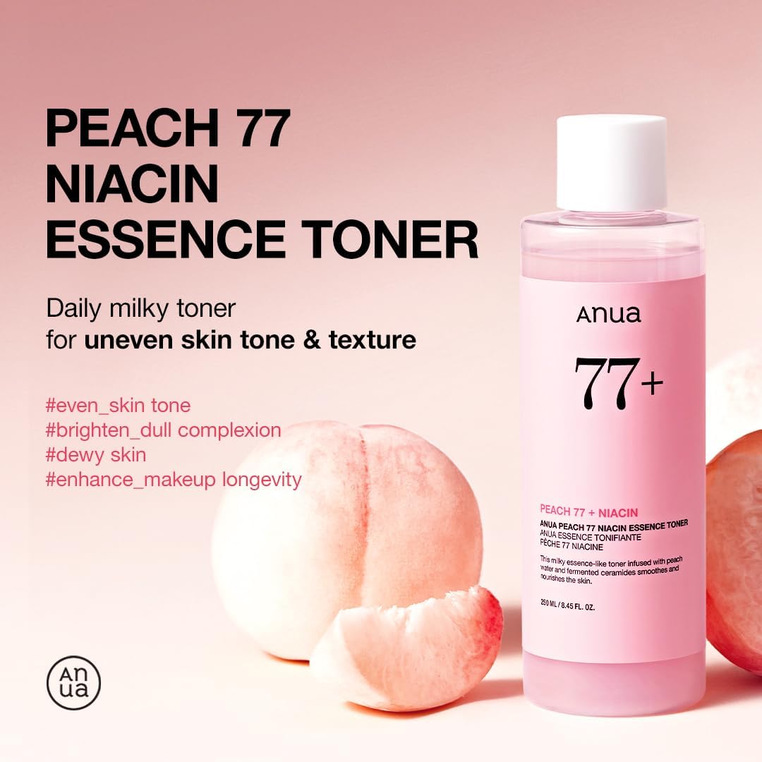 Anua Peach 77% Niacin Essence Facial Toner For Radiant & Plumping Skin 250ml Anua