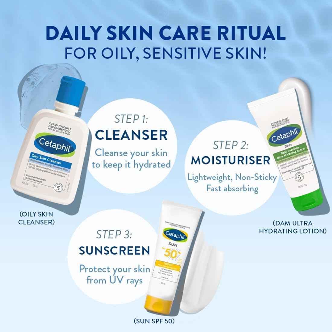 Cetaphil oily skin cleanser foaming face & body wash with combination to oily and sensitive skin - 125ml
