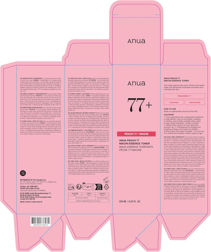 Anua Peach 77% Niacin Essence Facial Toner For Radiant & Plumping Skin 250ml Anua