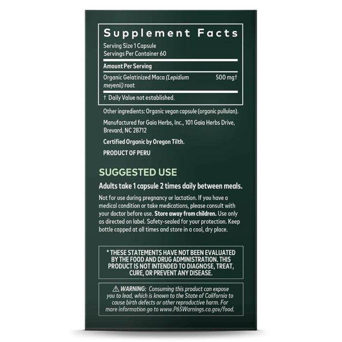 Gaia Herbs Maca Root 60 Capsules Gaia