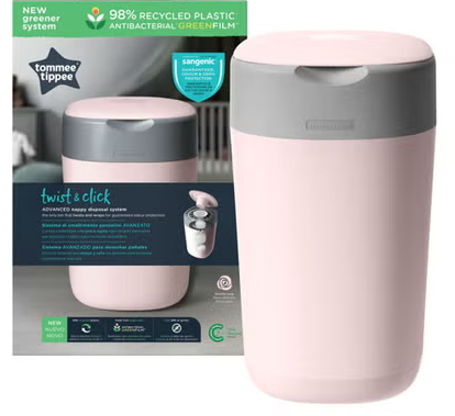 Tommee Tippe Twist And Click Advanced Nappy Disposal Bin - Pink Tommee Tippee