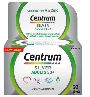 Centrum Silver With Lutein 50+ Adult Multivitamin Supplement Tablets, Pack of 30's Centrum
