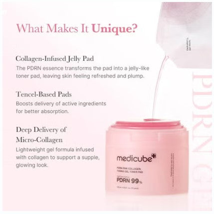 Medicube PDRN Pink Collagen Toning Gel Toner Pads 120ml