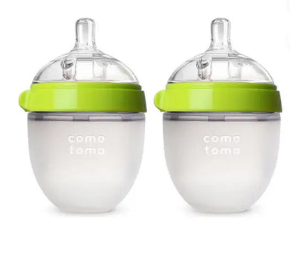 Comotomo Baby Feeding Bottles With Replacement Silicone Nipples-Green, Bundle Pack of 10 Pieces Comotomo