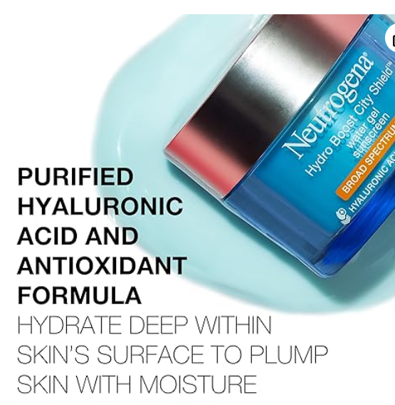 Neutrogena Hydro Boost City Shield Water Gel with Hydrating Hyaluronic Acid, Facial Moisturizer with Broad Spectrum SPF 25 Sunscreen, Oil-Free, Alcohol-Free, Non-Comedogenic, 1.7 oz Neutrogena