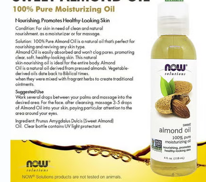 Now Solutions 100% Pure Sweet Almond Moisturizing Oil 118ml NOW