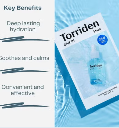 Torriden Dive In Hyaluronic Acid Facial Sheet Mask 27ml, Pack of 10's torriden