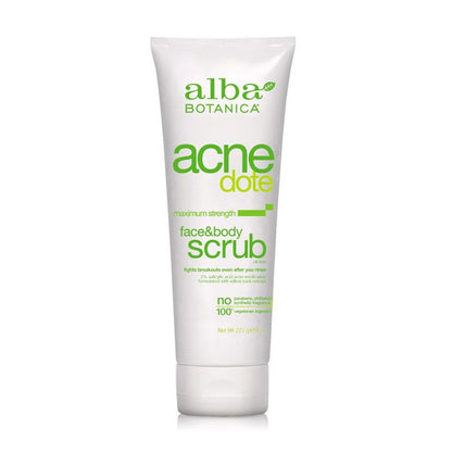 Alba Botanica Acnedote Face Body Scrub 8 Oz Alba