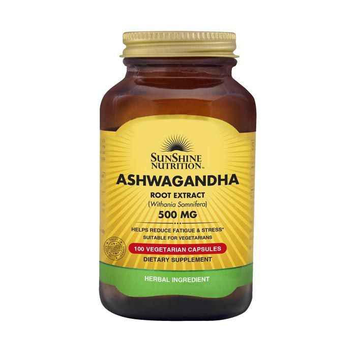 Sunshine Nutrition's Ashwagandha 500 mg Vegetable  Capsules 100's