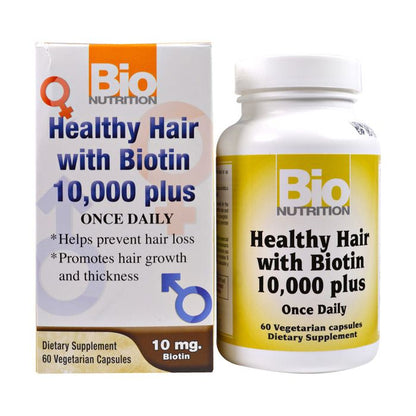 Bio Nutrition Healthy Hair With Biotin 10000 Plus 60's Bio Nutrition