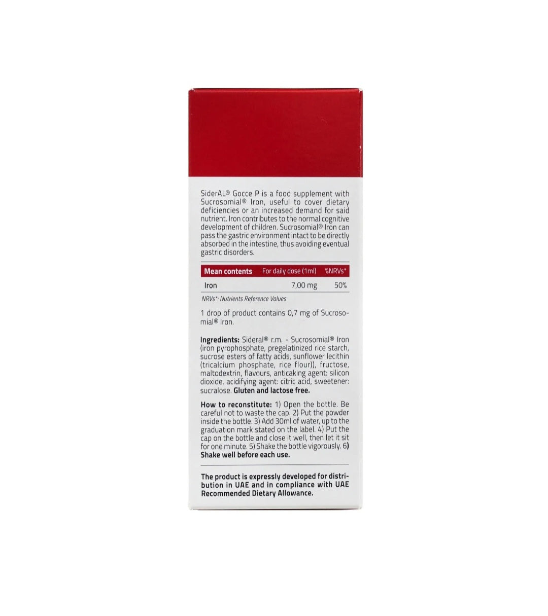 Sideral Gocce Sucrosomial® Iron Drops for Newborns – 30 mL Sideral