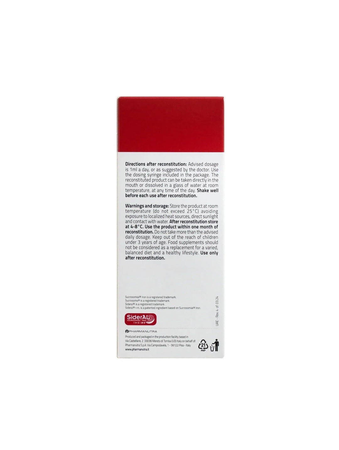 Sideral Gocce Sucrosomial® Iron Drops for Newborns – 30 mL Sideral